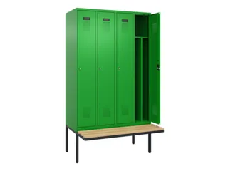 locker met bank,voor scheiding van kleding,HxBxD 2120x1200x815mm,4vak - 1