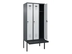 locker met bank,HxBxD 2120x900x815mm,3vak,vak B 300mm,draaigrendel