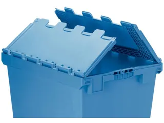 Mobiele Opslagbak Hoekig 553x800x600mm 151 liter Deksel Wielen Blauw - 3