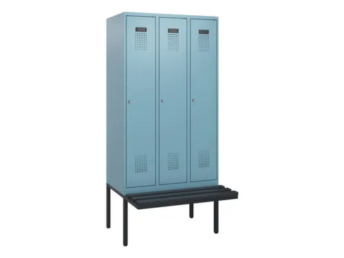 locker met bank,HxBxD 1950x900x815mm,3vak,vak B 300mm,cilinderslot