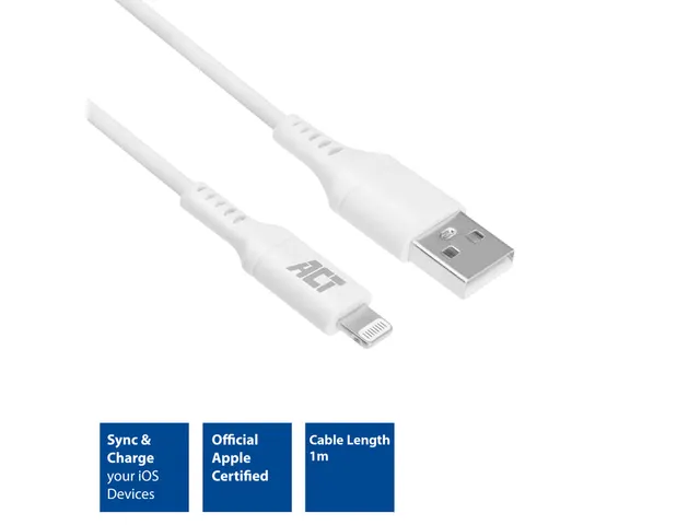 Kabel ACT USB 2.0 naar Lightning laad -en data 1 meter