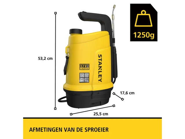 Stanley Druksproeier 5 Accu 5 Liter 3,7 V - 2,6 Ah