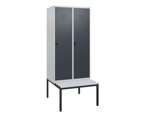 locker met bank,HxBxD 1950x800x815mm,2vak,vak B 400mm,draaigrendel