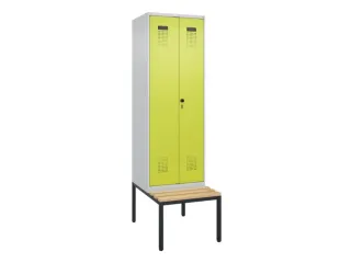 PBM-locker met bank,HxBxD 2120x600x815mm,2vak,vak B 300mm,draaigrendel - 2