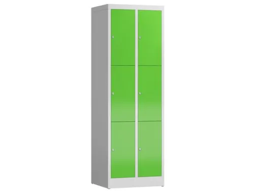 Lockerkast 1800x590x500mm 2x3 vakken cilinderslot, sokkel, RAL6018