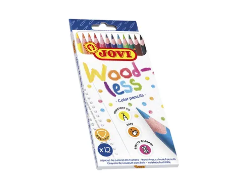Kleurpotloden Jovi houtvrij assorti etui à 12 stuks