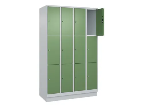 lockerkast,HxBxD 1950x1200x500mm,4x3vakken,vak B 300mm,cil.-slot