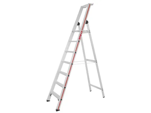 trapladder,eenzijdig,7treden,stand H 1,63m,balk L 2,45m,aluminium