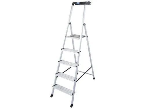 trapladder,eenzijdig,5treden,bordes m. antislip elementen,balk L 1,8m