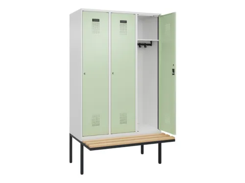 locker met bank,HxBxD 2120x1200x815mm,3vak,vak B 400mm,cilinderslot