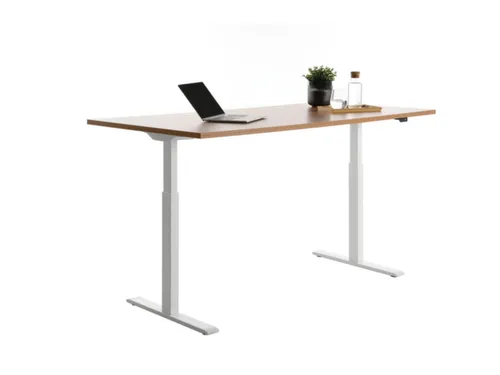 Elektrisch ihv bureau,HxBxD 700-1200x1800x800mm,blad beuken,T-voet wit