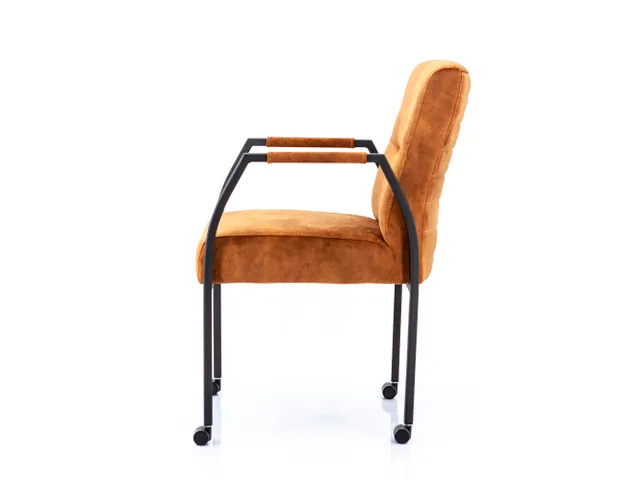 Vergaderstoel Albany Cognac Velours Zwart 4-poots frame