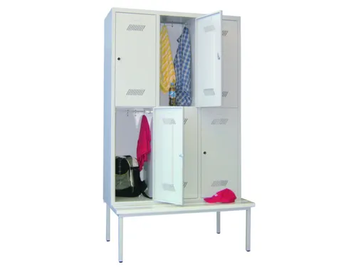 Garderobekast HxBxD 2150x1230x800mm 3x2 Vakken Zitbank Cilinderslot