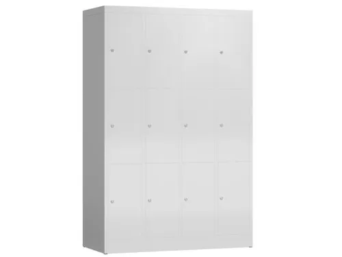 Lockerkast 1800x1185x500mm 4x3 vakken cilinderslot, sokkel, RAL7035