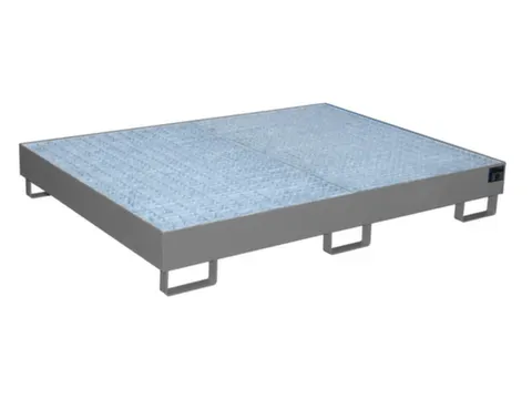 stellingopvangbak,opvangvol. 240l,m. rooster,staal,RAL7005