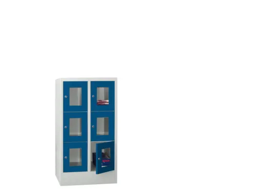 lockerkast,HxBxD 1187x600x500mm,2x3vakken,RAL7035,front RAL5010