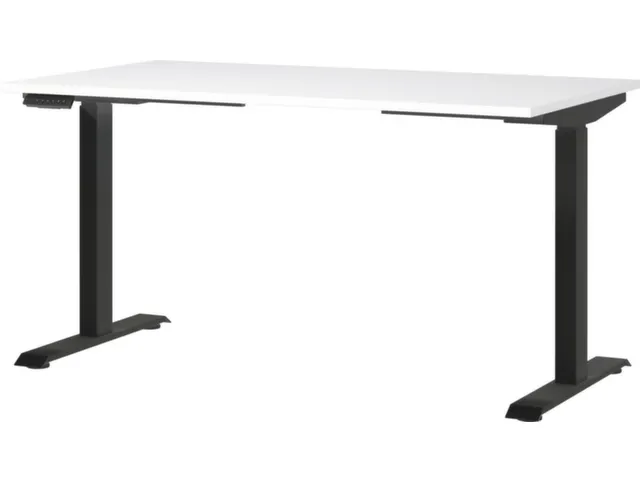 Elektrisch ihv bureau,HxBxD 720-1200x1400x800mm,blad wit,C-voet zwart