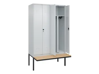 PBM-locker met bank,HxBxD 2120x1200x815mm,4vak,vak B 300mm,cil.-slot - 2