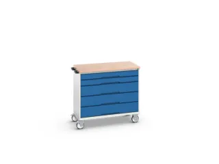gereedschapswagen 980x1050x600mm multiplexblad 5 laden RAL7035+RAL5010 - 1