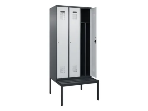 locker met bank,voor scheiding van kleding,HxBxD 2120x900x815mm,3vak