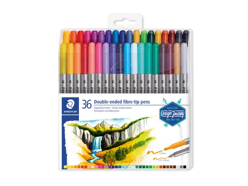 Kleurstift Staedtler 3200 dubbele punt fijn en ultrafijn assorti 36st