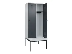 locker met bank,HxBxD 2120x800x815mm,2vak,vak B 400mm,draaigrendel