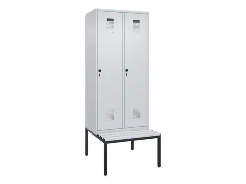 locker met bank,HxBxD 2120x800x815mm,2vak,vak B 400mm,draaigrendel