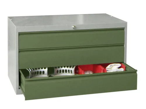 ladekast HxBxD 600x1023x600mm 3laden slot RAL7035 front RAL6011