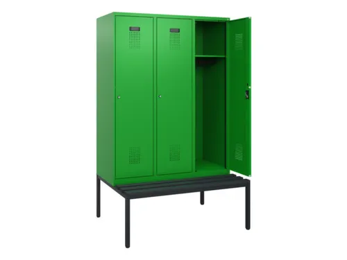 locker met bank,HxBxD 1950x1200x815mm,3vak,vak B 400mm,cilinderslot