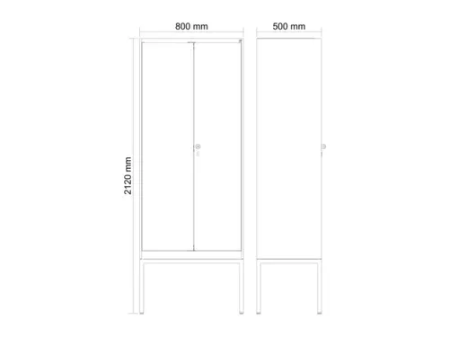 locker voor scheiding van kleding,HxBxD 2120x800x500mm,2vak