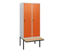 locker met bank,HxBxD 1950x800x815mm,2vak,vak B 400mm,draaigrendel