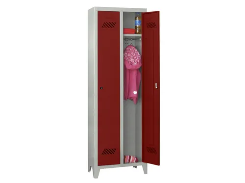 lockerkast v. kinderen,HxBxD 1600x630x500mm,2vak,RAL7035,front RAL3000