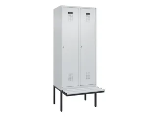 locker met bank,voor scheiding van kleding,HxBxD 2120x800x815mm,2vak - 2