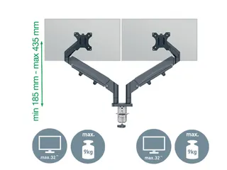 Monitorarm Leitz Ergo ruimtebesparend dubbel donkergrijs - 2