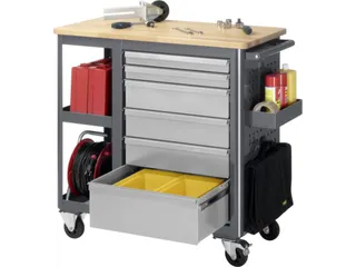werkbank,HxBxD 950x960x450mm,beukblad,draagverm. 450kg,4-voet/4wielen - 5