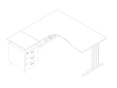 bureauset bureau staand ladeblok links 730x1600x1650mm C-voet wit