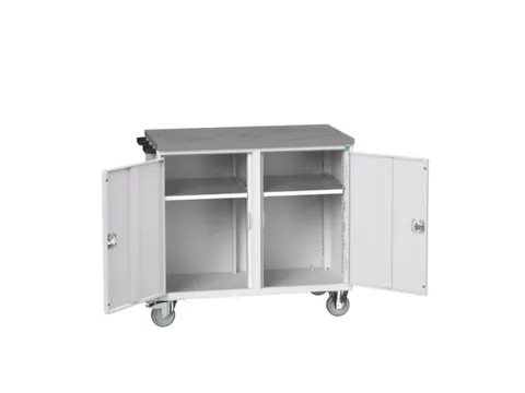 montagetafel 980x1050x600mm linoleumblad 2 kasten front RAL7035