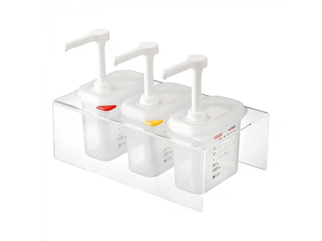 Araven Sauspomp 3x Dispenser met bak 1.5 liter 1/9 GN 150mm