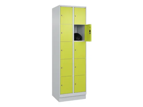 lockerkast,HxBxD 1950x600x500mm,2x5vakken,vak B 300mm,cil.-slot,sokkel