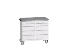 montagetafel 980x1050x600mm linoleumblad 10 laden duwbeugel RAL7035