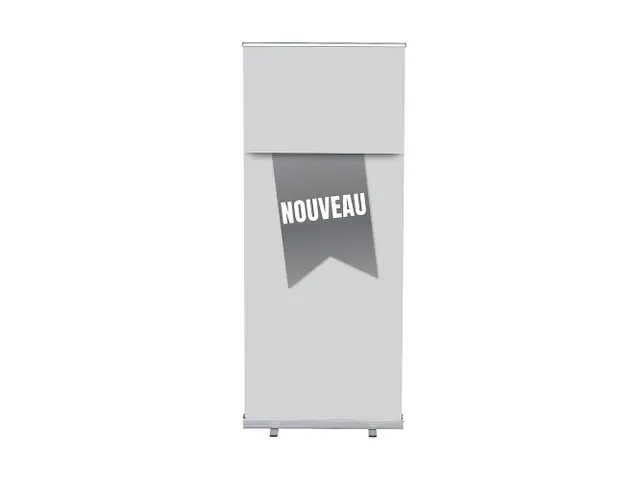 Roll-Banner 85x200 complete set met print "NOUVEAU" Grijs
