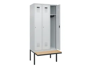 locker met bank,HxBxD 2120x900x815mm,3vak,vak B 300mm,cilinderslot - 1