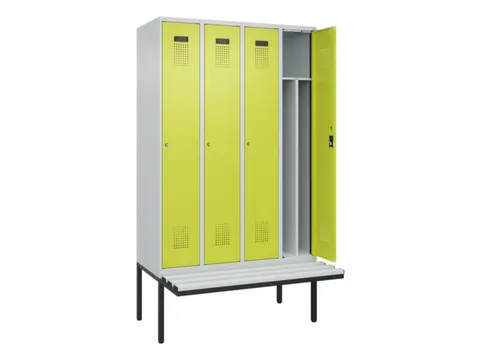locker met bank,voor scheiding van kleding,HxBxD 2120x1200x815mm,4vak