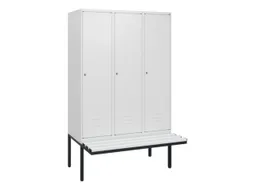 locker met bank,HxBxD 1950x1200x815mm,3vak,vak B 400mm,cil.-slot