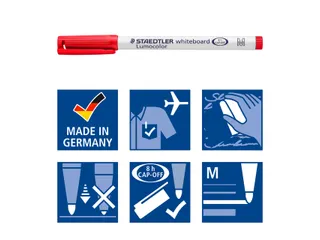 Viltstift Staedtler 301 whiteboard pen rond 1mm 4 stuks assorti - 5