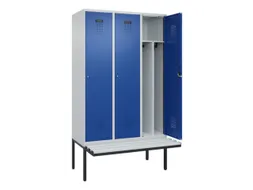 locker met bank,voor scheiding van kleding,HxBxD 2120x1200x815mm,3vak