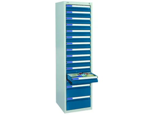 ladekast HxBxD 1800x500x500mm 15laden vergrendeling RAL7035 RAL5010