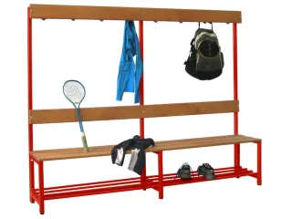 omkleedbank,LxD 2000x400mm,houten lijst beuken,onderstel RAL3000 - 2