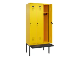 locker met bank,HxBxD 2120x900x815mm,3vak,vak B 300mm,draaigrendel - 1
