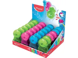 Puntenslijper Maped Loopy 1 gaats met gum display á 24 stuks assorti
